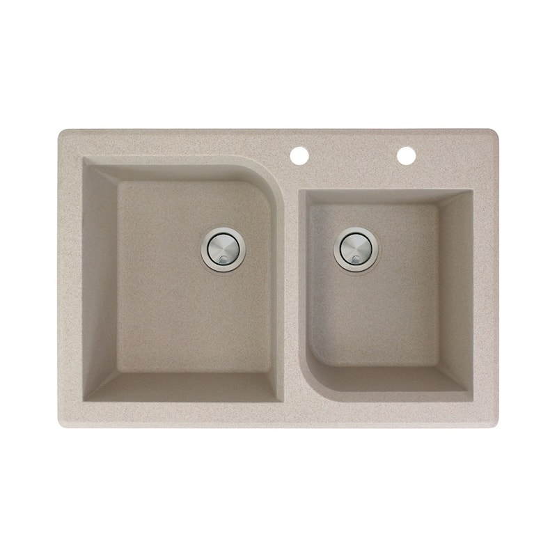 Transolid Radius 33-in silQ Granite Drop-in Double Bowl Kitchen Sink - 2 - Cafe Latte
