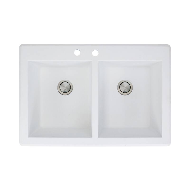 Transolid Radius 33-in silQ Granite Drop-in Double Bowl Kitchen Sink
