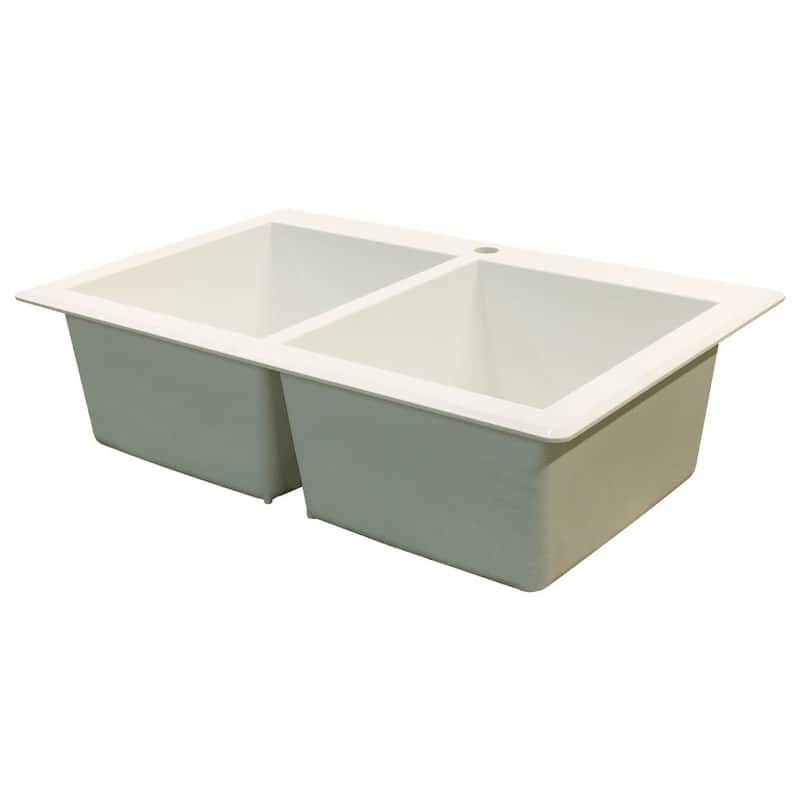 Transolid Radius 33-in silQ Granite Drop-in Double Bowl Kitchen Sink