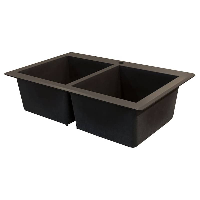 Transolid Radius 33-in silQ Granite Drop-in Double Bowl Kitchen Sink