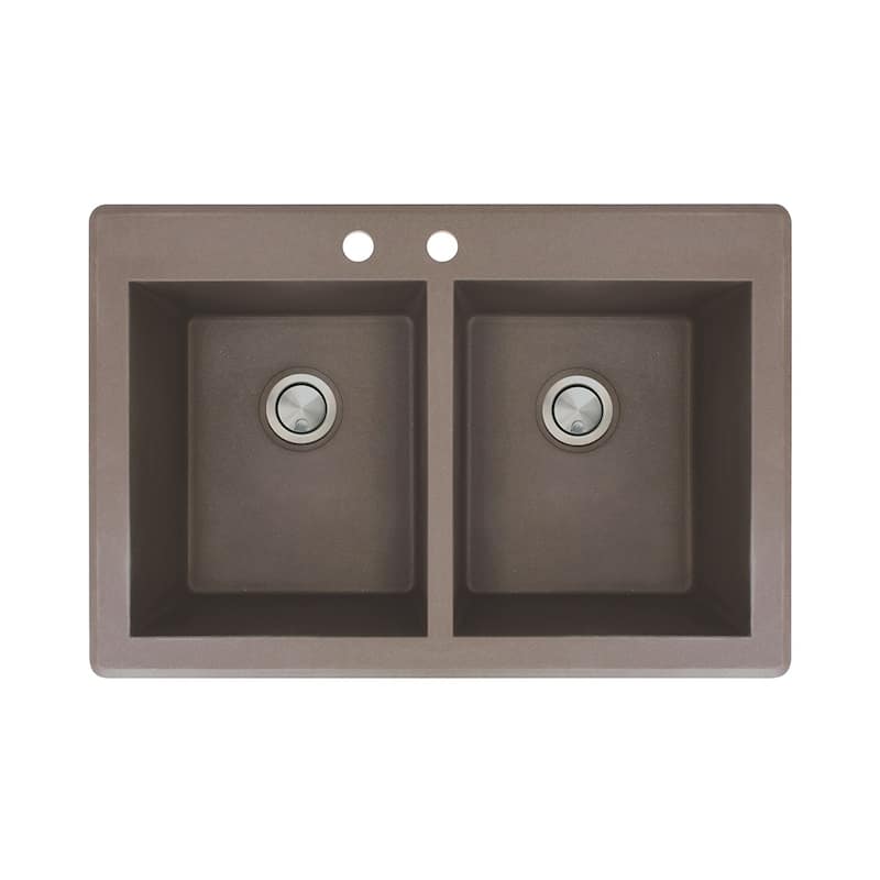 Transolid Radius 33-in silQ Granite Drop-in Double Bowl Kitchen Sink - 2 - Espresso