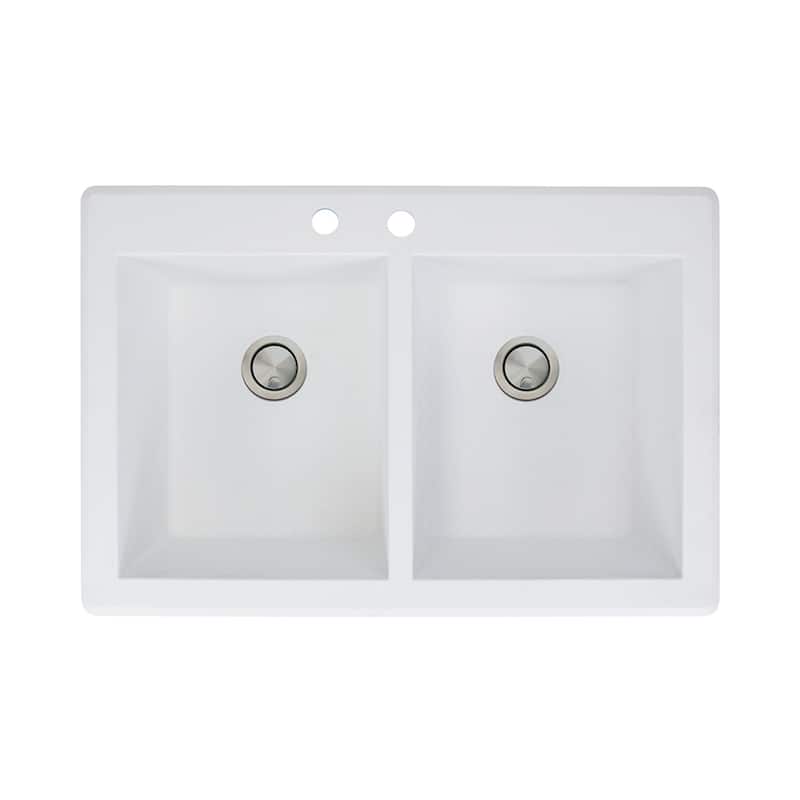 Transolid Radius 33-in silQ Granite Drop-in Double Bowl Kitchen Sink
