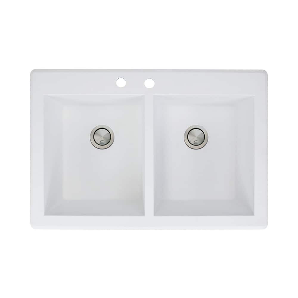 Transolid Radius 33-in silQ Granite Drop-in Double Bowl Kitchen Sink