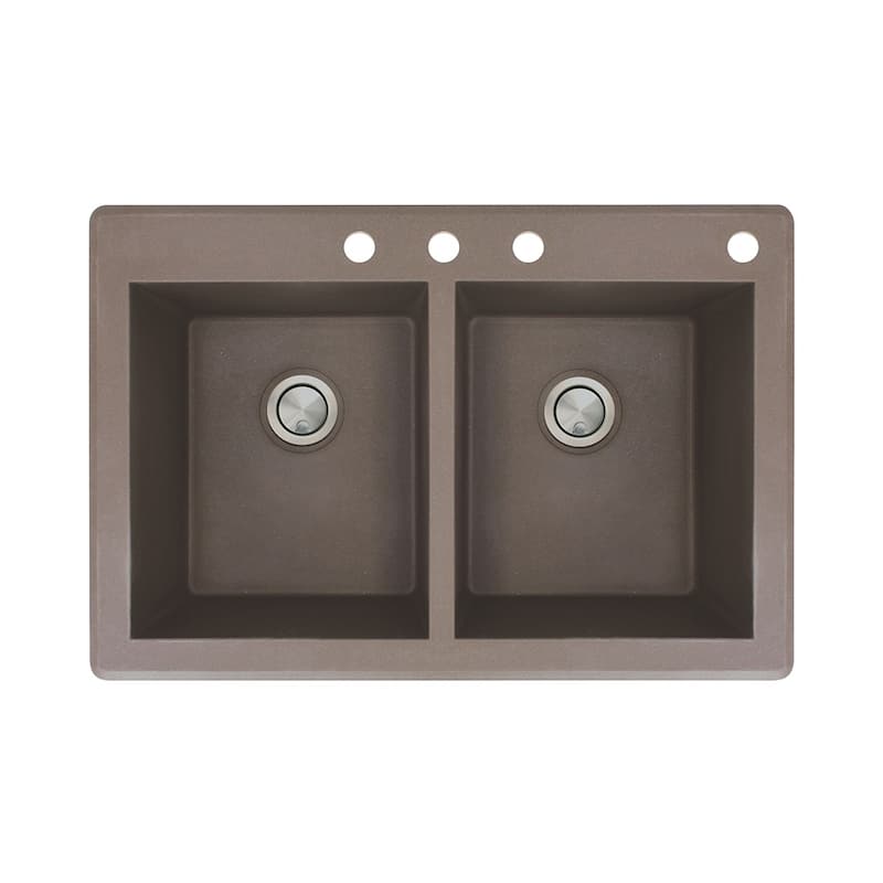 Transolid Radius 33-in silQ Granite Drop-in Double Bowl Kitchen Sink - 4 - Espresso