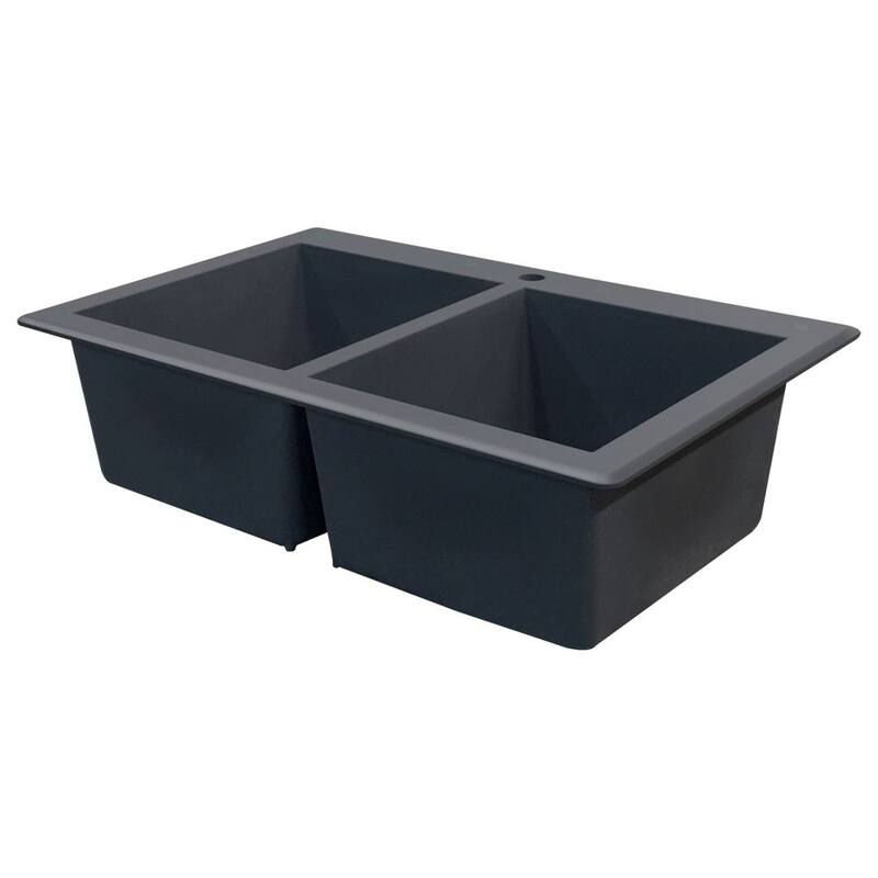 Transolid Radius 33-in silQ Granite Drop-in Double Bowl Kitchen Sink