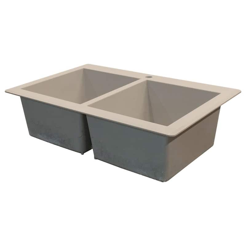 Transolid Radius 33-in silQ Granite Drop-in Double Bowl Kitchen Sink