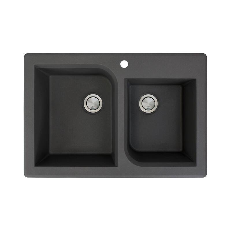 Transolid Radius Granite 33-in Drop-In Kitchen Sink Kit with Grids, Strainers and Drain Installation Kit