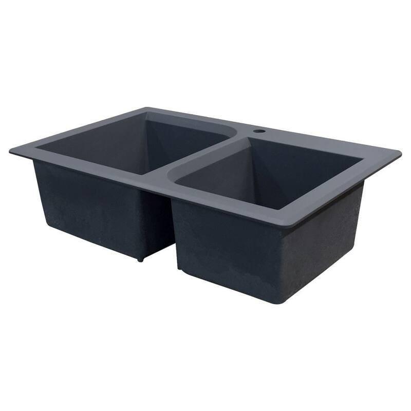 Transolid Radius Granite 33-in Drop-In Kitchen Sink Kit with Grids, Strainers and Drain Installation Kit
