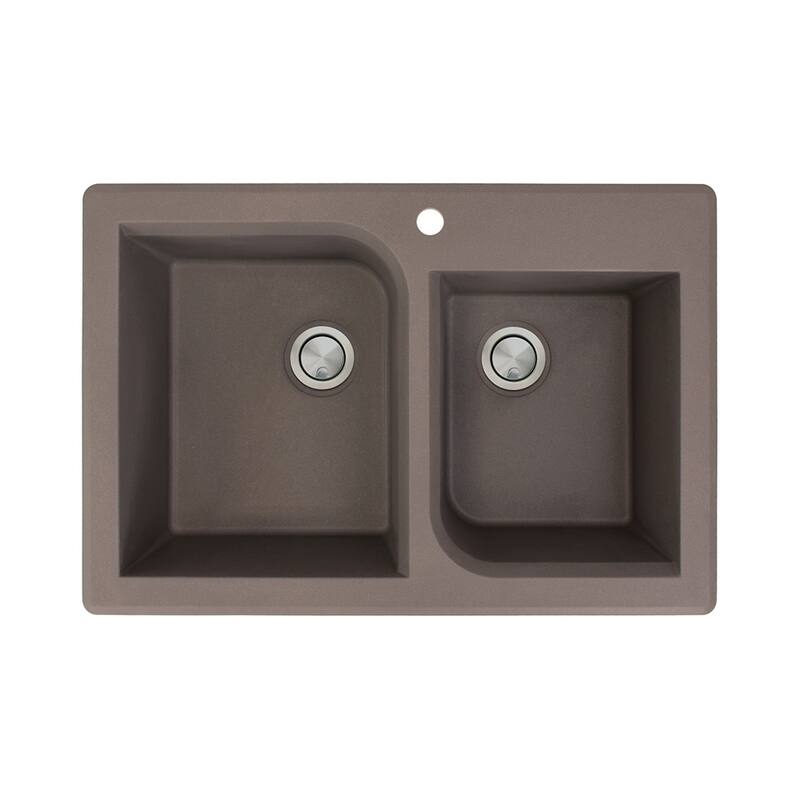 Transolid Radius Granite 33-in Drop-In Kitchen Sink Kit with Grids, Strainers and Drain Installation Kit