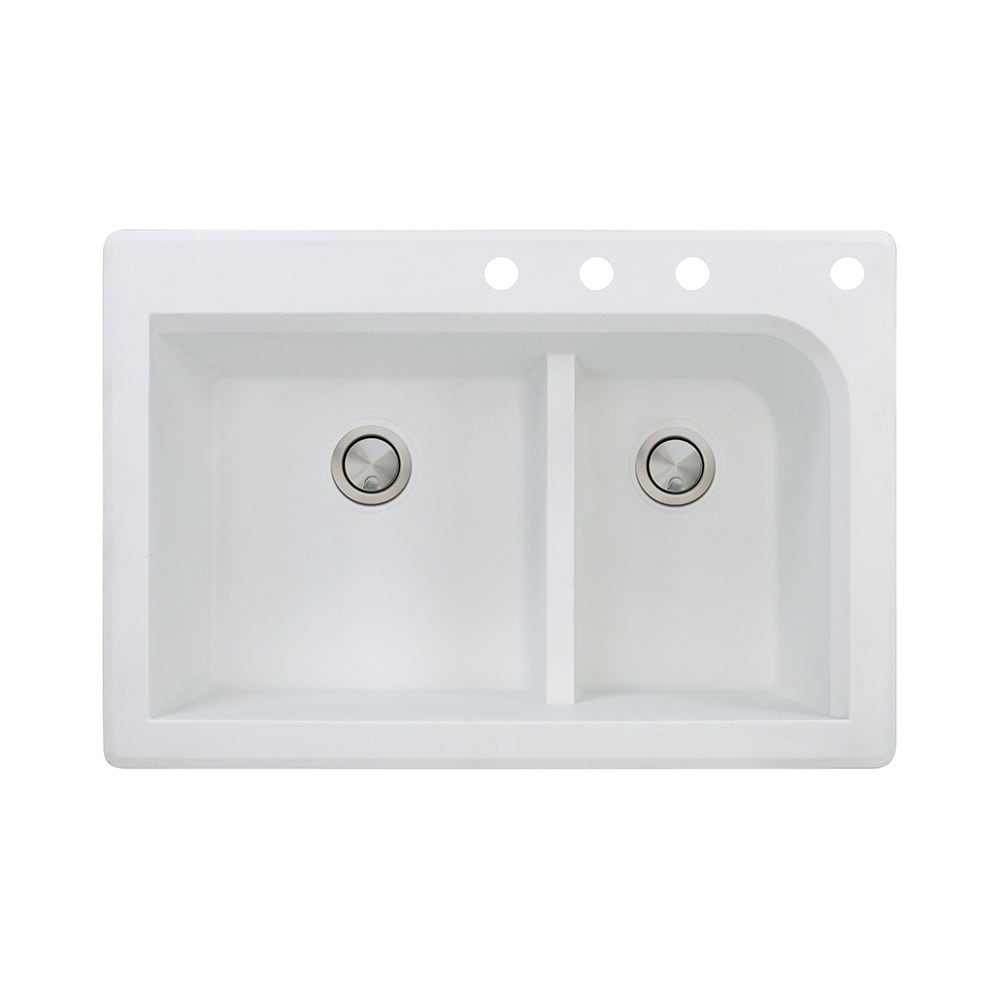 Transolid Radius 33-in silQ Granite Drop-in Double Bowl Kitchen Sink