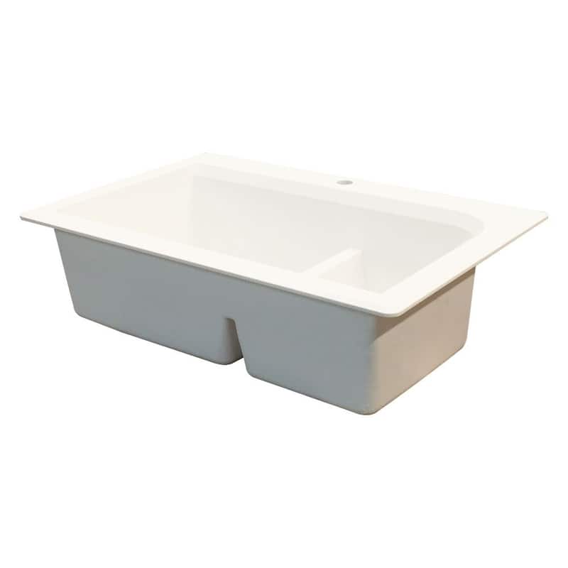 Transolid Radius 33-in silQ Granite Drop-in Double Bowl Kitchen Sink