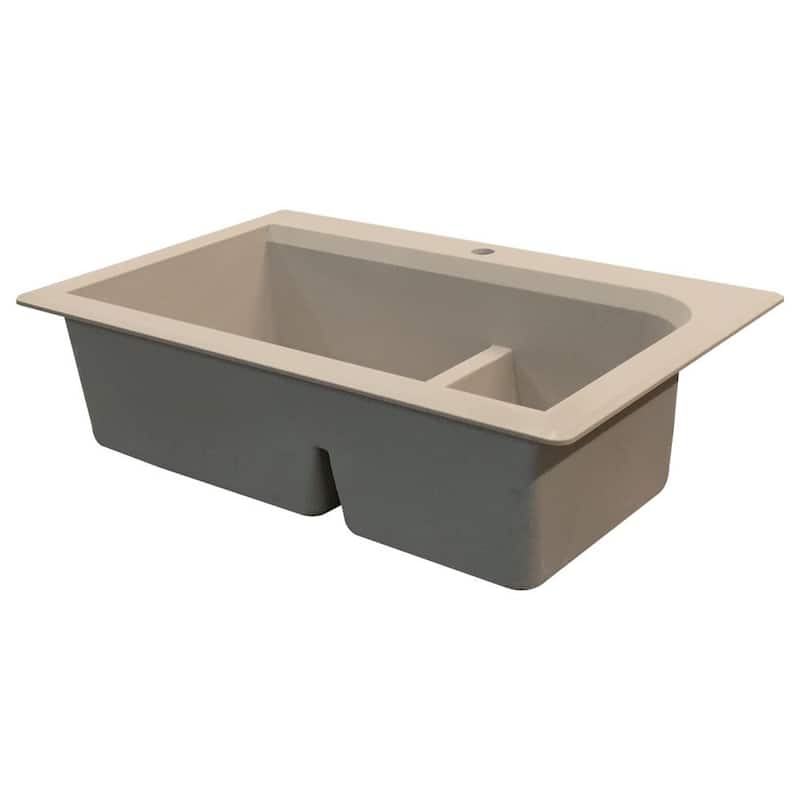 Transolid Radius 33-in silQ Granite Drop-in Double Bowl Kitchen Sink