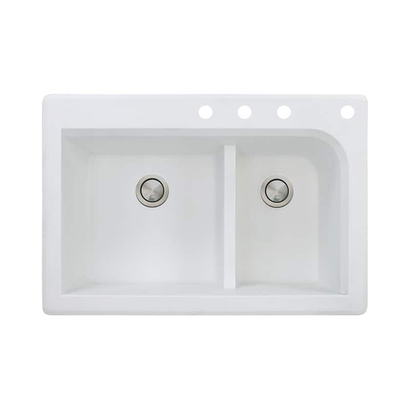 Transolid Radius 33-in silQ Granite Drop-in Double Bowl Kitchen Sink