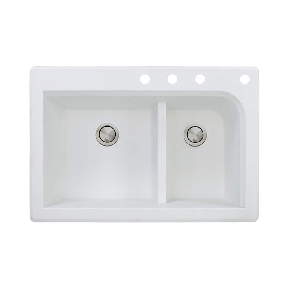 Transolid Radius 33-in silQ Granite Drop-in Double Bowl Kitchen Sink