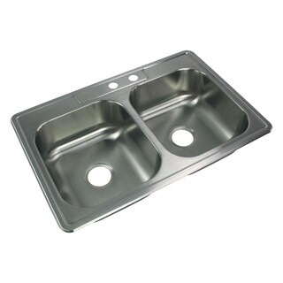 Transolid Select 33-in 20 Gauge Drop-in Double Bowl Kitchen Sink with MR2 Faucet Holes - 2