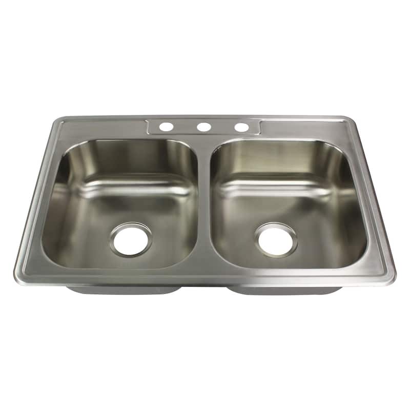 Transolid Select 33-in 20 Gauge Drop-in Double Bowl Kitchen Sink
