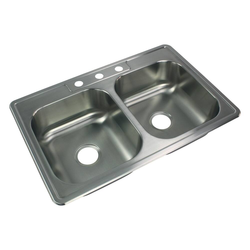 Transolid Select 33-in 20 Gauge Drop-in Double Bowl Kitchen Sink