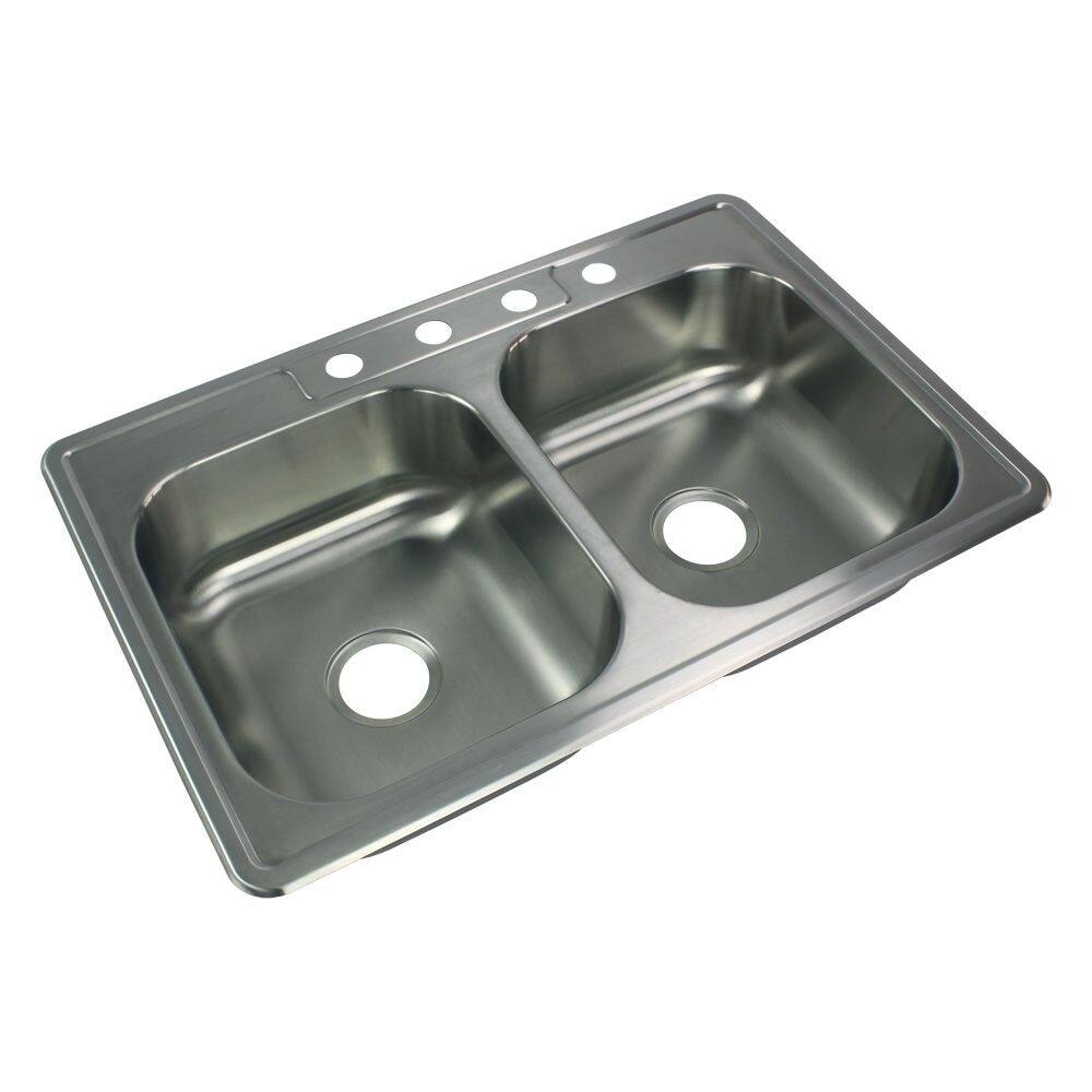 Transolid Select 33-in 20 Gauge Drop-in Double Bowl Kitchen Sink