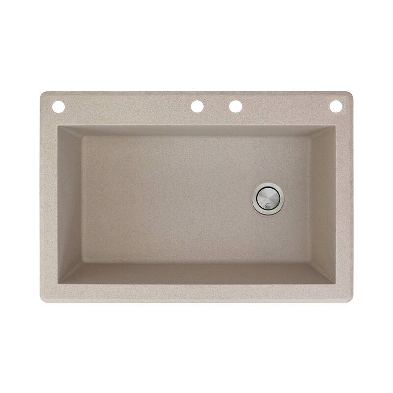 Transolid Radius 33-in silQ Granite Drop-in Single Bowl Kitchen Sink - 4 - Cafe Latte