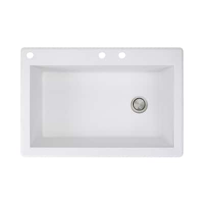 Transolid Radius 33-in silQ Granite Drop-in Single Bowl Kitchen Sink