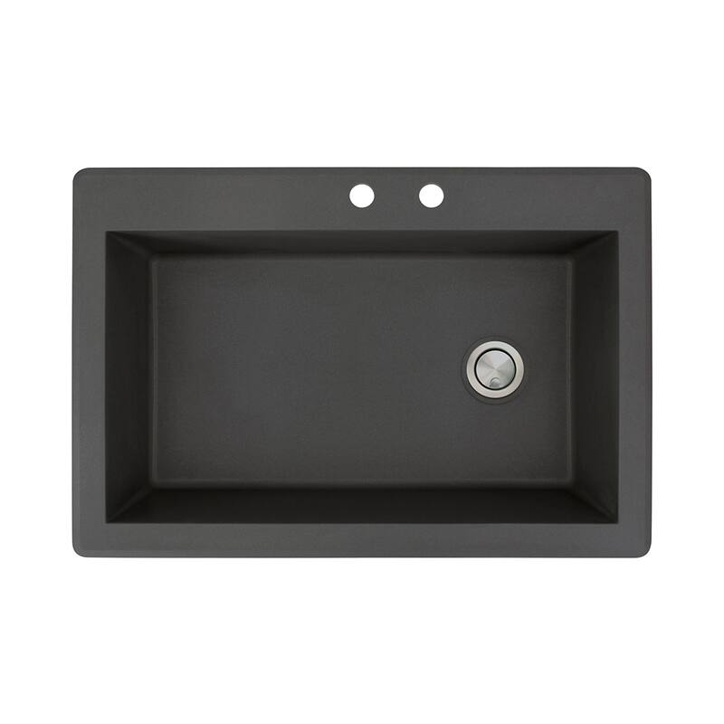 Transolid Radius 33-in silQ Granite Drop-in Single Bowl Kitchen Sink - 2 - Black