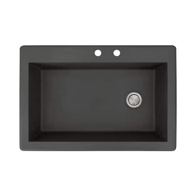 Transolid Radius 33-in silQ Granite Drop-in Single Bowl Kitchen Sink