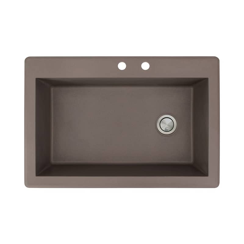 Transolid Radius 33-in silQ Granite Drop-in Single Bowl Kitchen Sink - 2 - Espresso