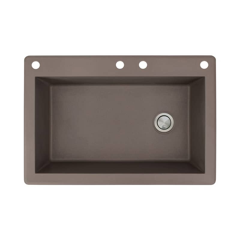 Transolid Radius 33-in silQ Granite Drop-in Single Bowl Kitchen Sink - 4 - Espresso