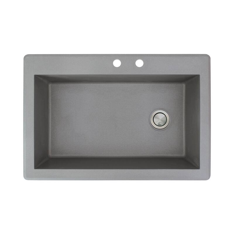 Transolid Radius 33-in silQ Granite Drop-in Single Bowl Kitchen Sink - 2 - Grey