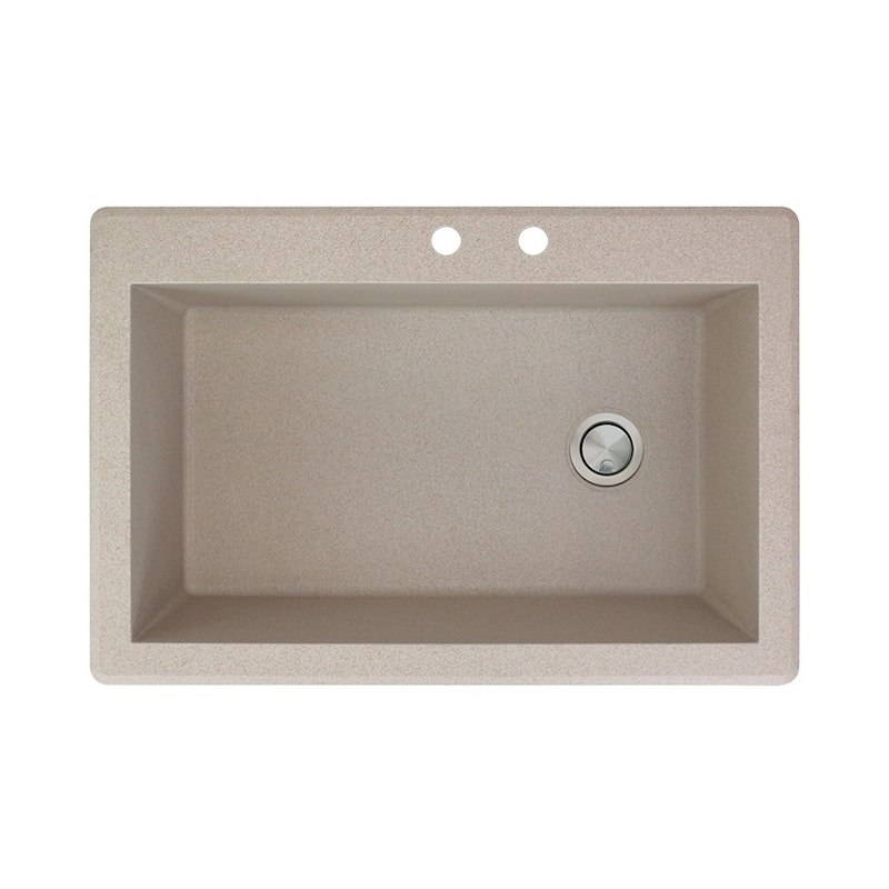 Transolid Radius 33-in silQ Granite Drop-in Single Bowl Kitchen Sink - 2 - Cafe Latte