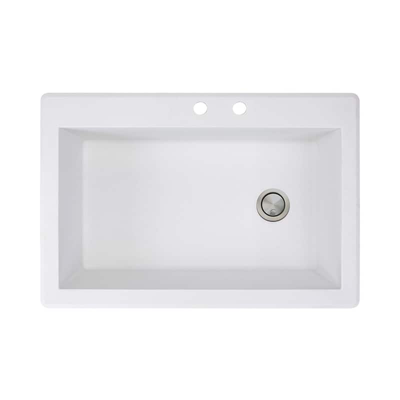 Transolid Radius 33-in silQ Granite Drop-in Single Bowl Kitchen Sink - 2 - White