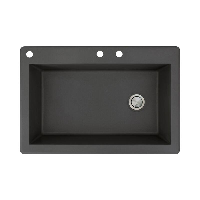 Transolid Radius 33-in silQ Granite Drop-in Single Bowl Kitchen Sink - 3 - Black