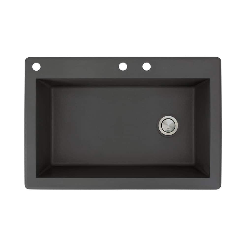 Transolid Radius 33-in silQ Granite Drop-in Single Bowl Kitchen Sink