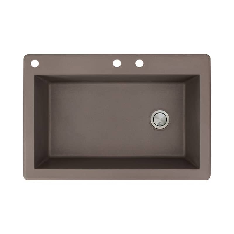 Transolid Radius 33-in silQ Granite Drop-in Single Bowl Kitchen Sink - 3 - Espresso