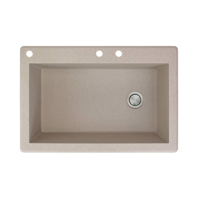 Transolid Radius 33-in silQ Granite Drop-in Single Bowl Kitchen Sink - 3 - Cafe Latte