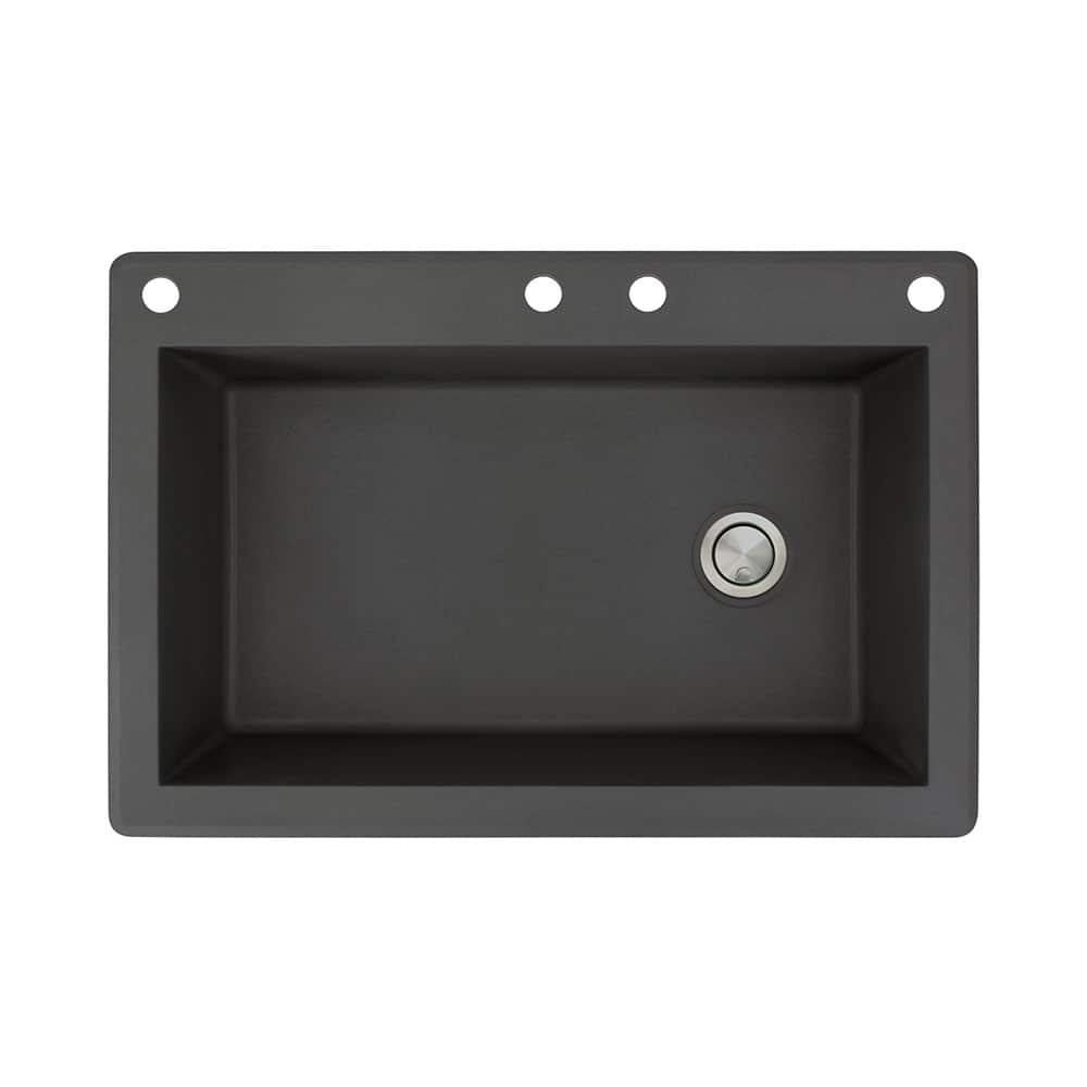 Transolid Radius 33-in silQ Granite Drop-in Single Bowl Kitchen Sink