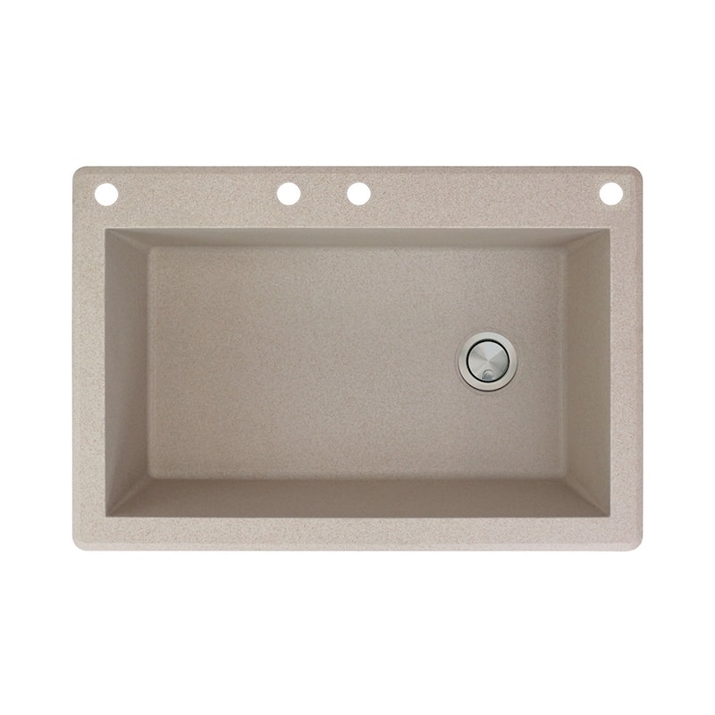 Transolid Radius 33-in silQ Granite Drop-in Single Bowl Kitchen Sink - 4 - Cafe Latte