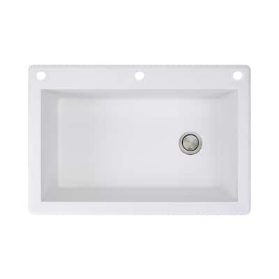 Transolid Radius 33-in silQ Granite Drop-in Single Bowl Kitchen Sink