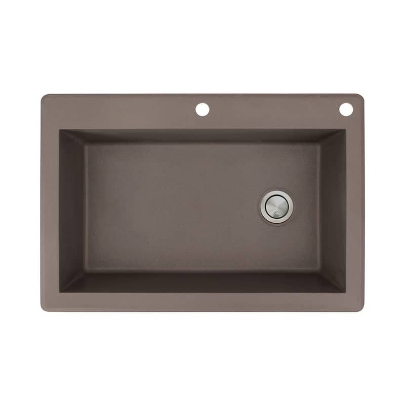 Transolid Radius 33-in silQ Granite Drop-in Single Bowl Kitchen Sink - 2 - Espresso