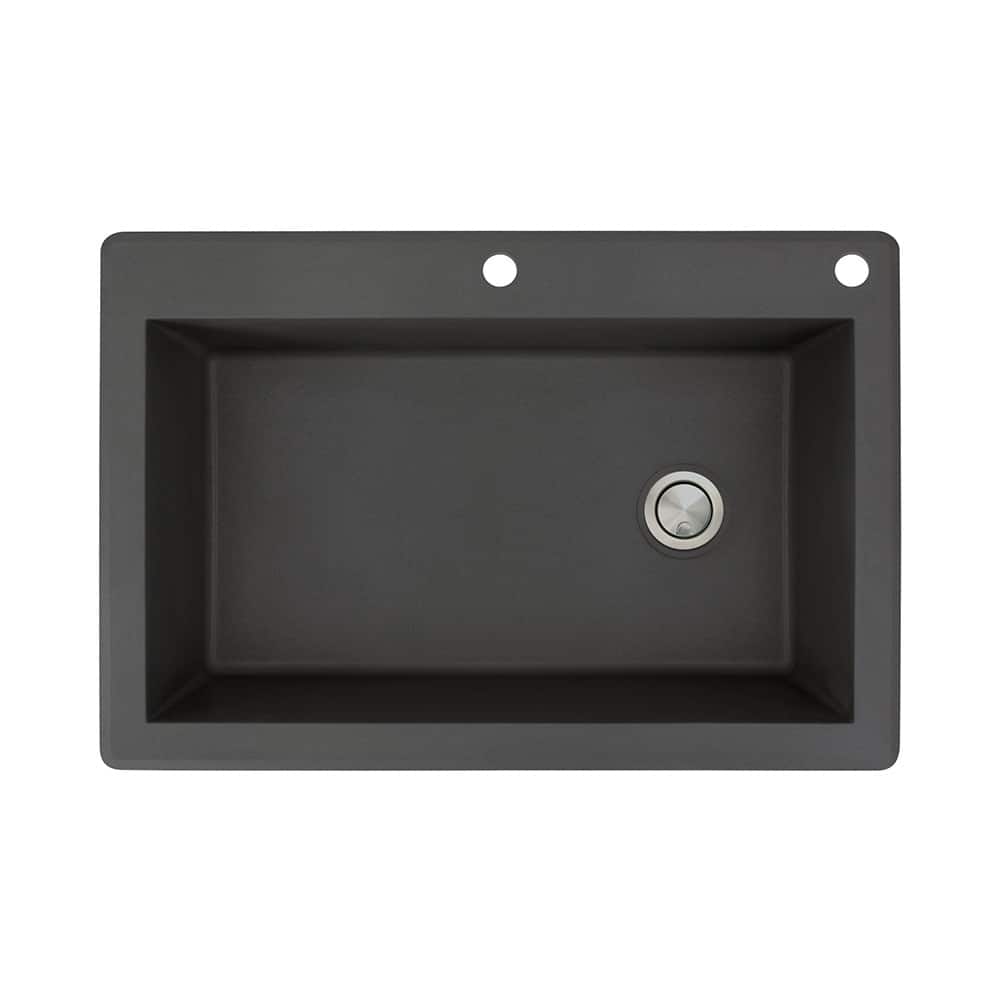 Transolid Radius 33-in silQ Granite Drop-in Single Bowl Kitchen Sink