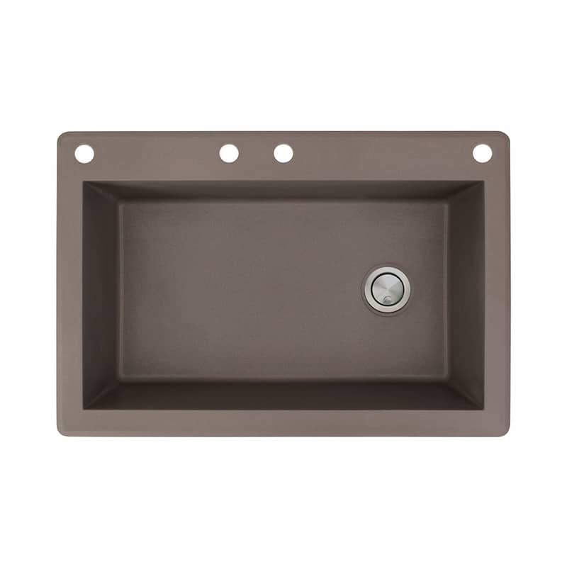 Transolid Radius 33-in silQ Granite Drop-in Single Bowl Kitchen Sink - 4 - Espresso