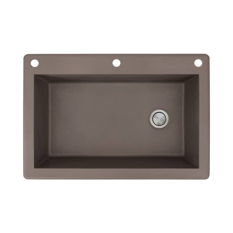 Transolid Radius 33-in silQ Granite Drop-in Single Bowl Kitchen Sink - 3 - Espresso
