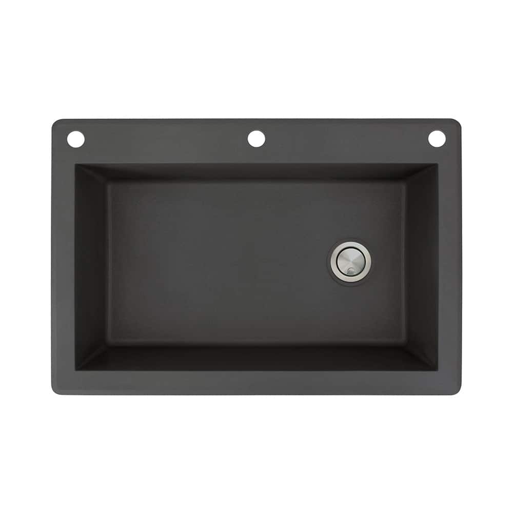 Transolid Radius 33-in silQ Granite Drop-in Single Bowl Kitchen Sink