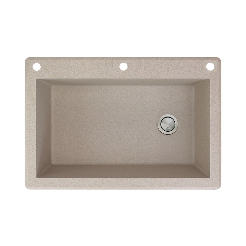 Transolid Radius 33-in silQ Granite Drop-in Single Bowl Kitchen Sink - 3 - Cafe Latte