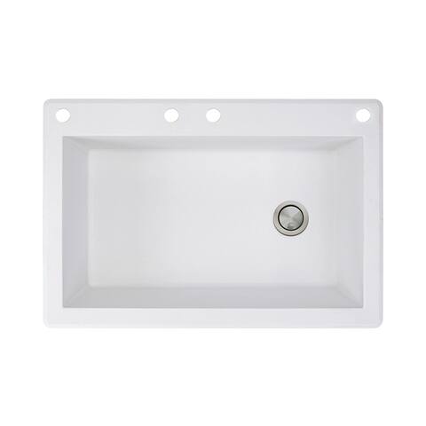 Transolid Radius 33-in silQ Granite Drop-in Single Bowl Kitchen Sink