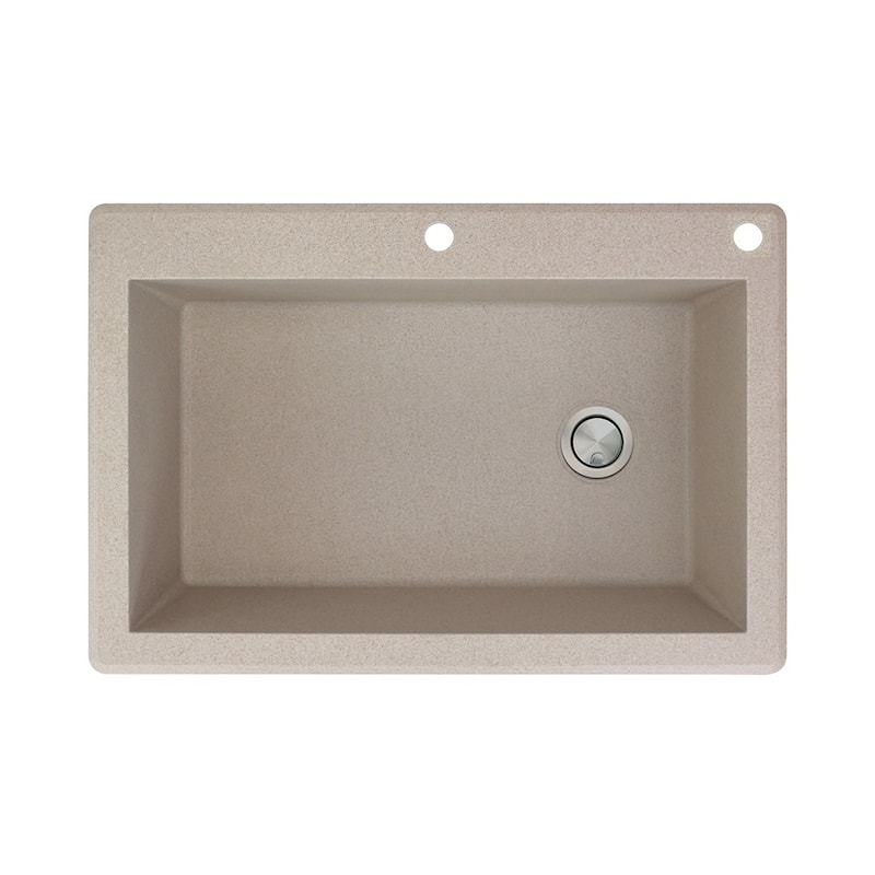 Transolid Radius 33-in silQ Granite Drop-in Single Bowl Kitchen Sink - 2 - Cafe Latte