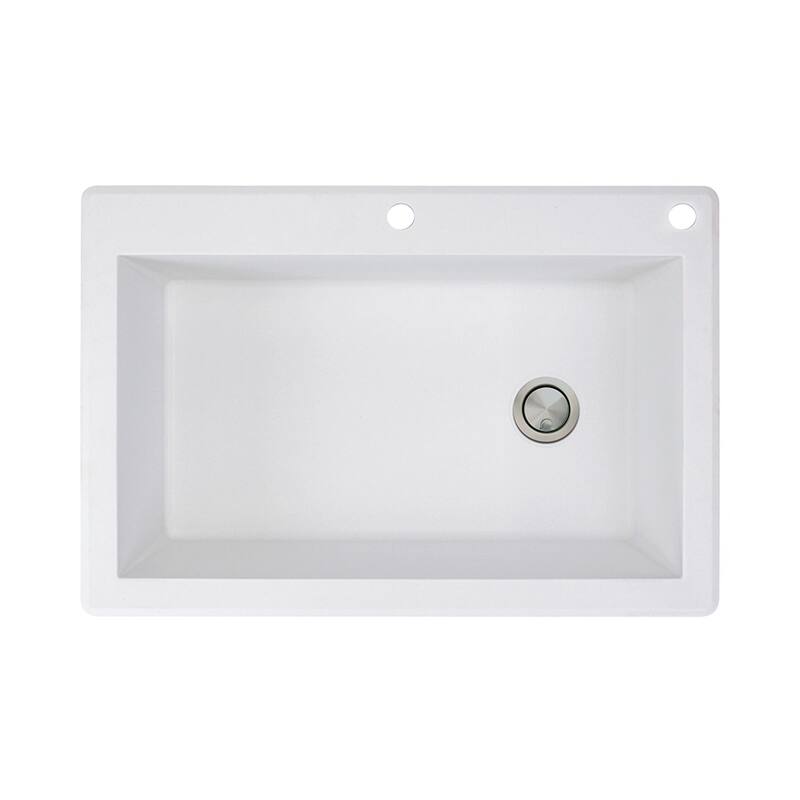 Transolid Radius 33-in silQ Granite Drop-in Single Bowl Kitchen Sink - 2 - White