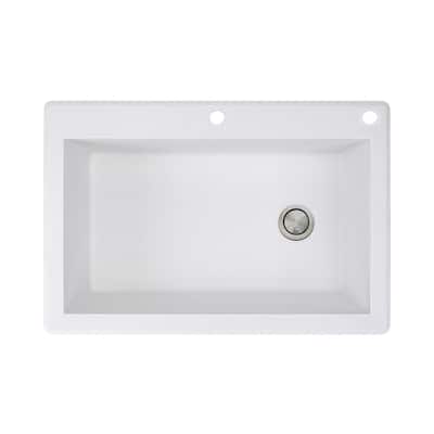 Transolid Radius 33-in silQ Granite Drop-in Single Bowl Kitchen Sink