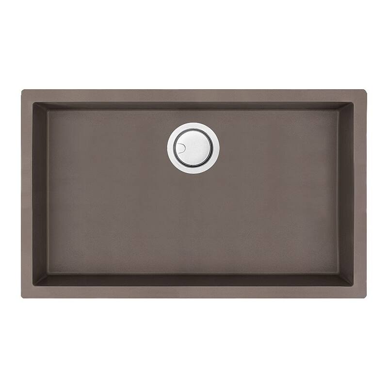 Transolid Zero 30-in silQ Granite Integral/Dual Mount Single Bowl Kitchen Sink with 0 Holes