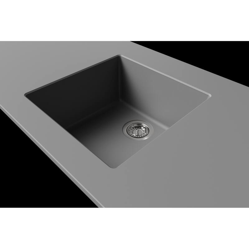 Transolid Zero 30-in silQ Granite Integral/Dual Mount Single Bowl Kitchen Sink with 0 Holes